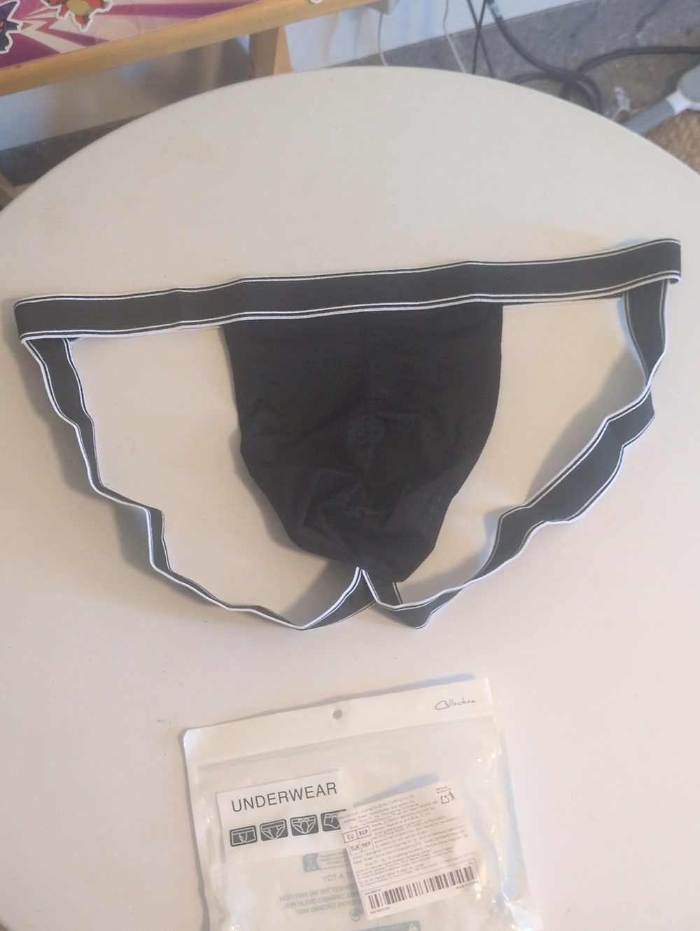 Black Men's Jockstrap Brief with White Trim